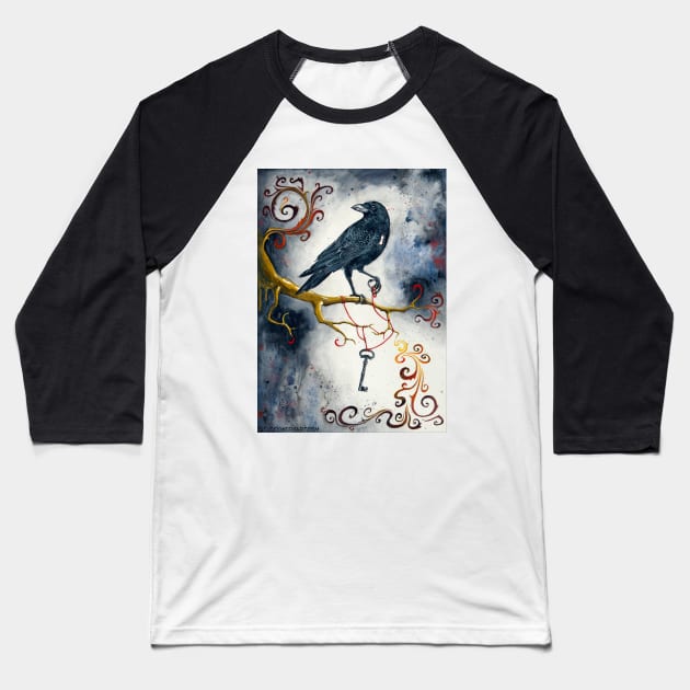 Heart Strings & Raven WIngs Baseball T-Shirt by Clockwork Art